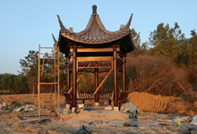 五角涼亭生產(chǎn)廠(chǎng)家，防腐木古建五角涼亭圖片